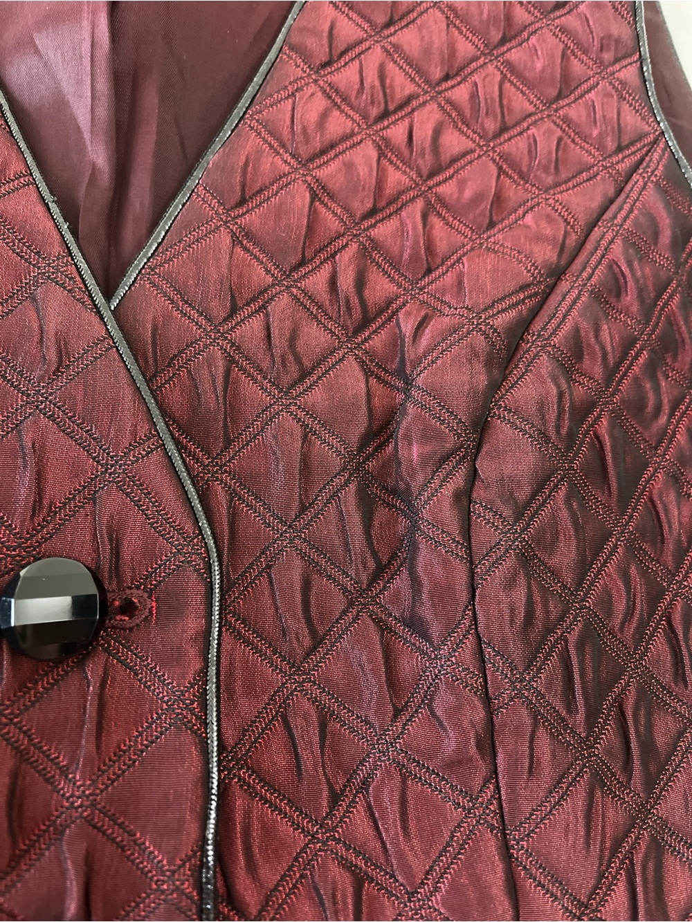 Vintage Mary McFadden Quilted Burgundy Vest Black Tie Formal Suit - Picture 14 of 15